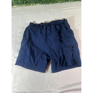 Berkley Jensen Men's Cargo Shorts Navy Blue with Red Waistband Size M